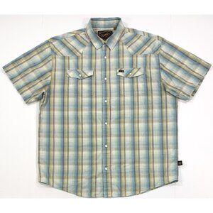 Howler Bros Mens H Bar B Shirt Size XL Plaid Pearl Snap Short Sleeve Western
